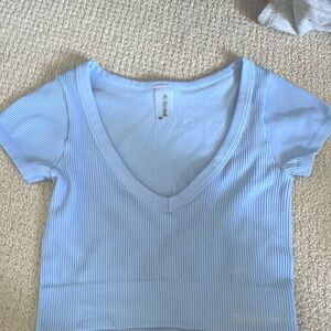 Altard State Revival Blue Plunge Vneck Crop top S/M